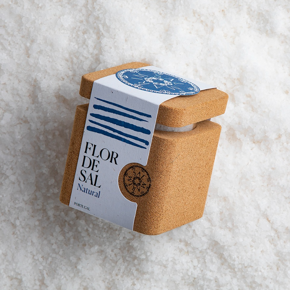 Natural: blue details against cork and salt