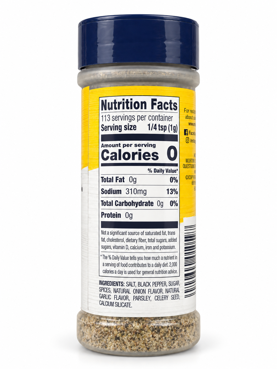 Morton Nature’s Seasons nutrition and complete ingredient panel — AI-cleaned presentation