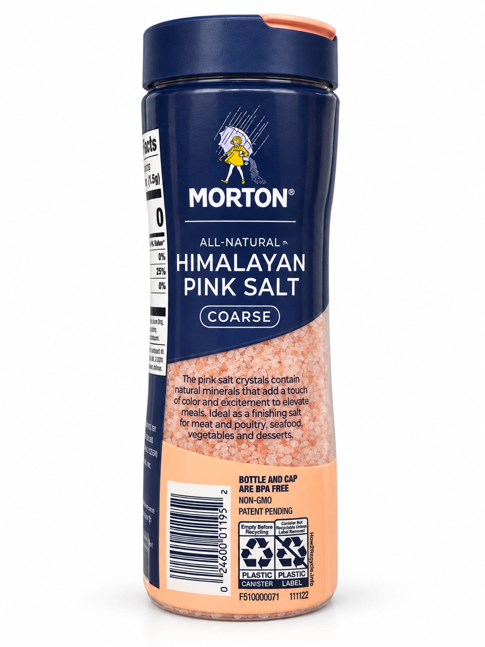 Morton canister back with serving suggestions and UPC 024600011952