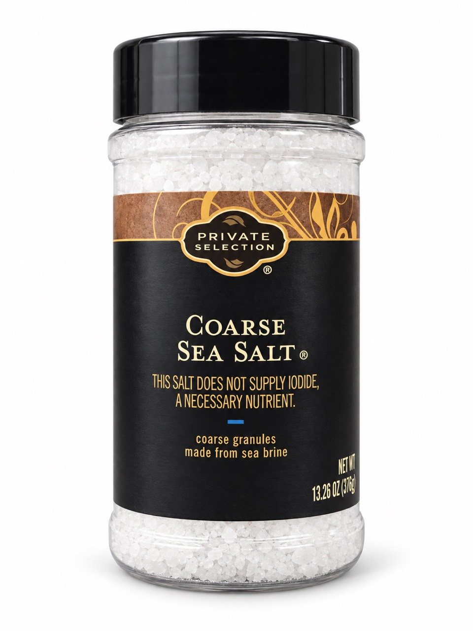 Private Selection Coarse Sea Salt shaker front, 13.26 oz (376 g)