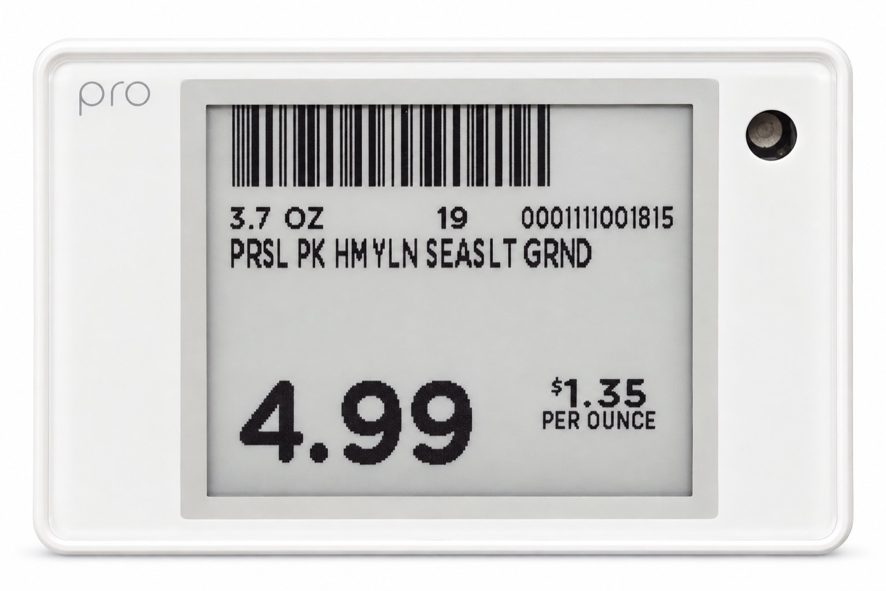 Shelf tag for a 3.7 oz Private Selection salt grinder displaying 4.99 and $1.35 per ounce