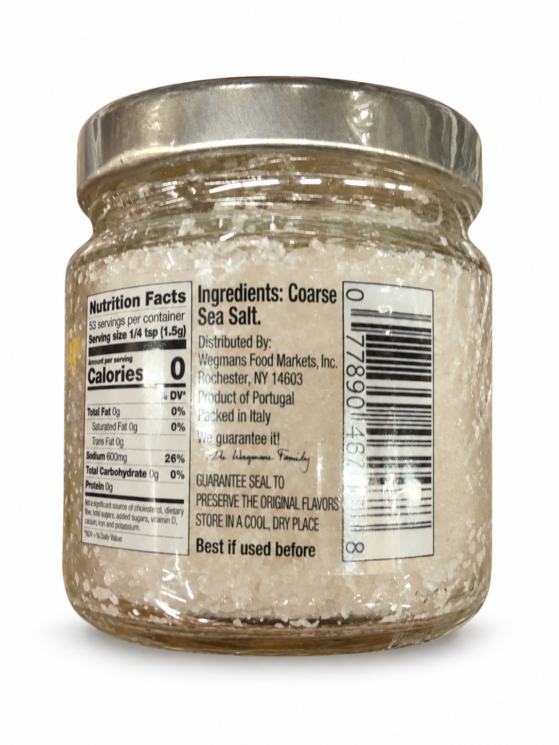 Wegmans jar ingredients, distributor, Portugal origin and Italian packing panel — AI-cleaned presentation